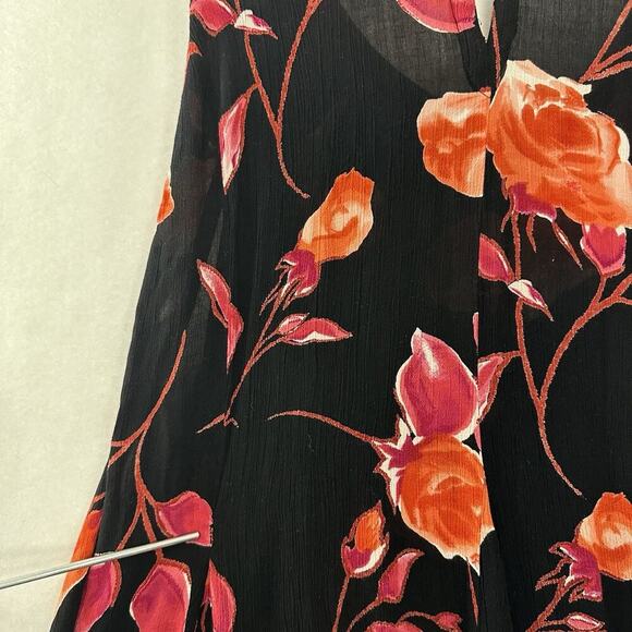 Vtg American Angel Dress Womens 3X Black Floral Maxi Flowy Gauzy Semi Sheer 90s - Picture 15 of 16